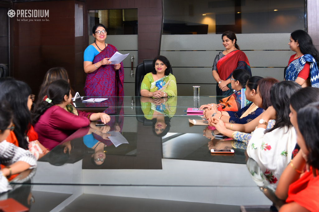 Presidium Indirapuram, MRS.SUDHA CONGRATULATES MENTORS FOR EXCELLENT CBSE GRADE 10 RESULTS 