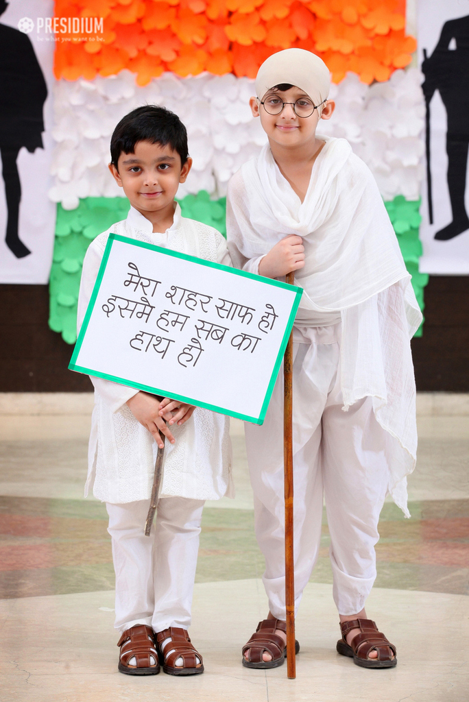 Presidium Indirapuram, YOUNG PRESIDIANS SALUTE 'BAPU' ON THE OCCASION OF GANDHI JAYANTI