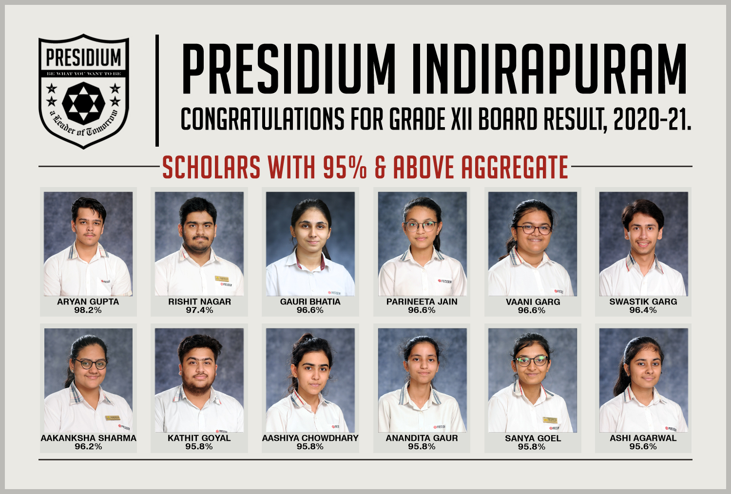 Presidium Indirapuram, CONGRATULATIONS STUDENTS FOR BRILLIANT 12TH BOARD RESULTS! 