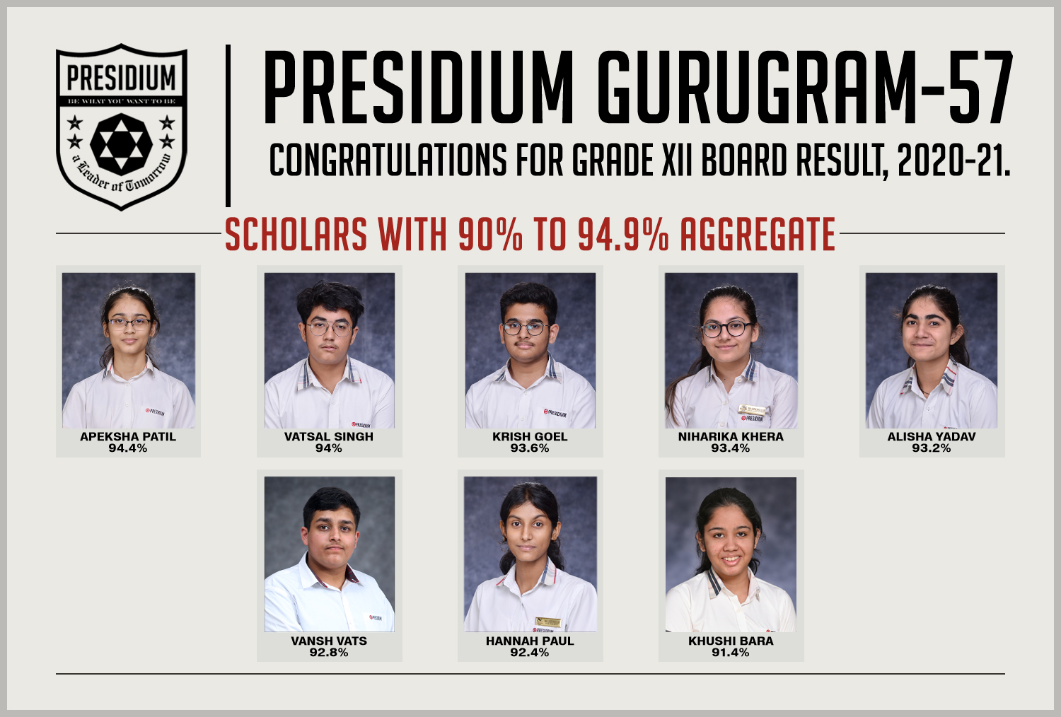 Presidium Gurgaon-57, PRESIDIANS OF CLASS 12TH DELIVER OUTSTANDING RESULTS IN BOARDS!