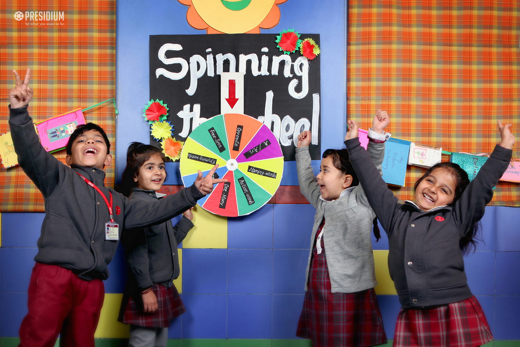 Presidium Dwarka-6, PRESIDIANS LEARN GRAMMAR WITH SPIN THE WHEEL ACTIVITY!