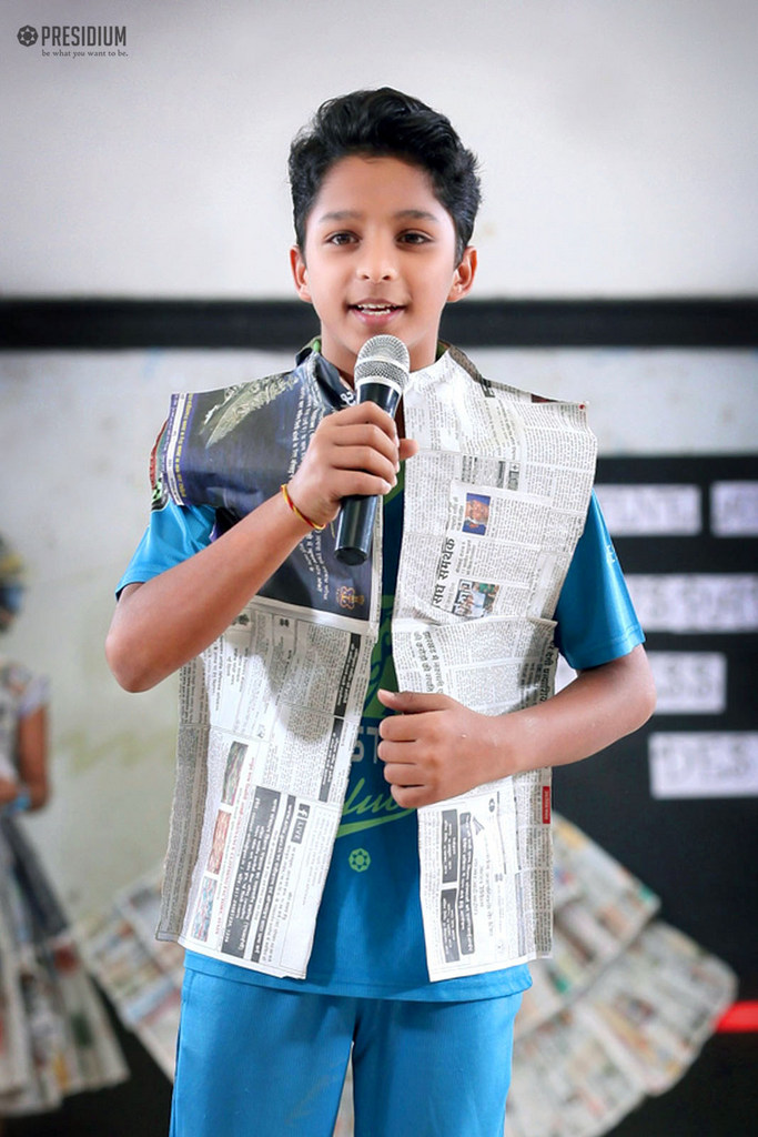 Presidium Indirapuram, YOUNG FASHION DESIGNERS CREATE BEAUTIFUL DRESSES WITH NEWSPAPER