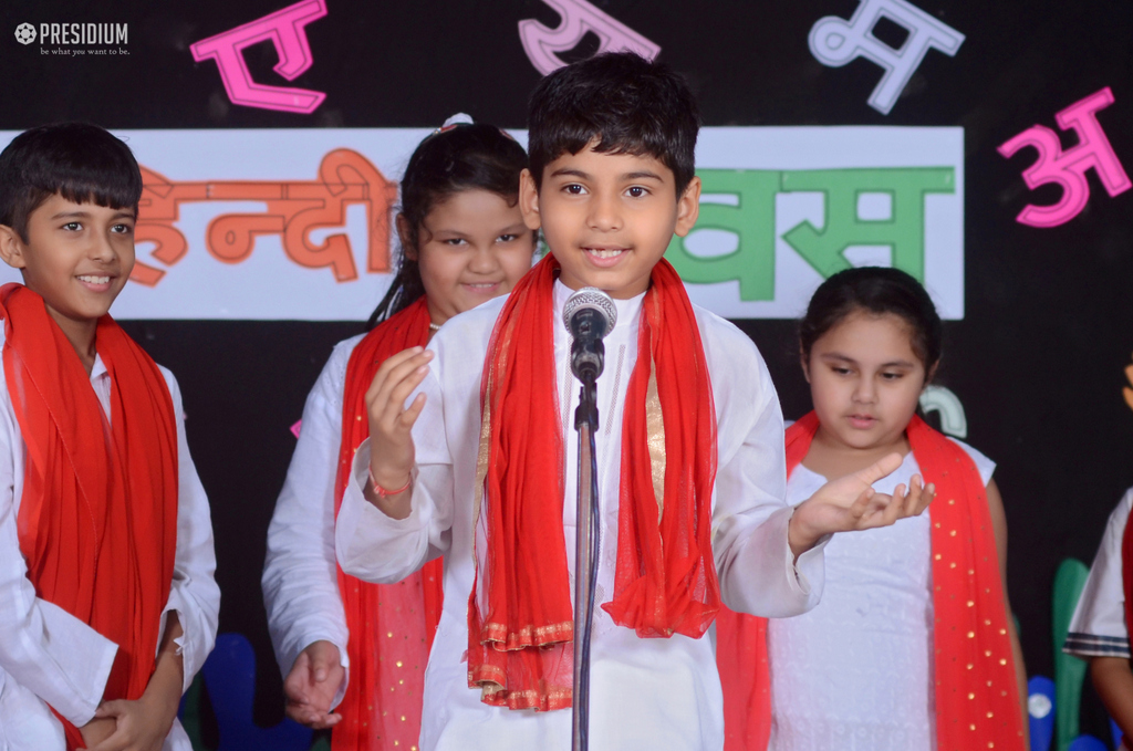 Presidium Vivek Vihar, हिंदी दिवस पर प्रेसीडीअंस ने लिया संस्कृति को जीवित रखने का प्रण