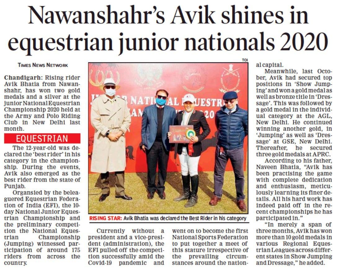 AVIK BHATIA - OUR EQUESTRIAN PRODIGY 2021