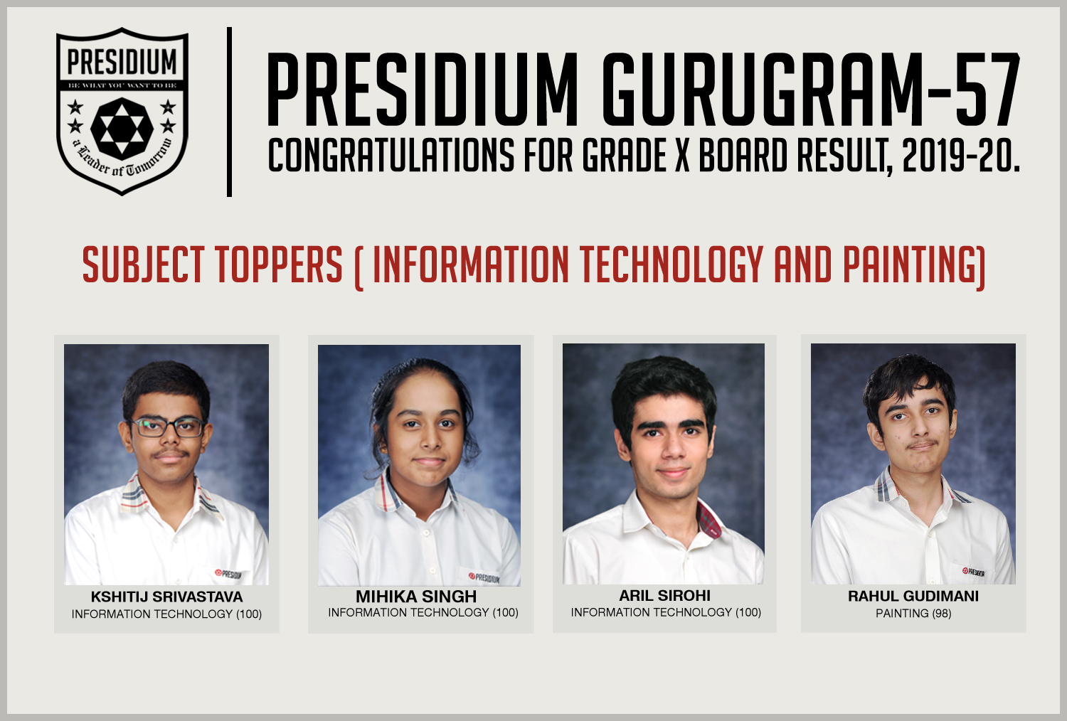 Presidium Gurgaon-57, CBSE GRADE X RESULTS(2019-20): PRESIDIANS ACE WITH PERFECT SCORES