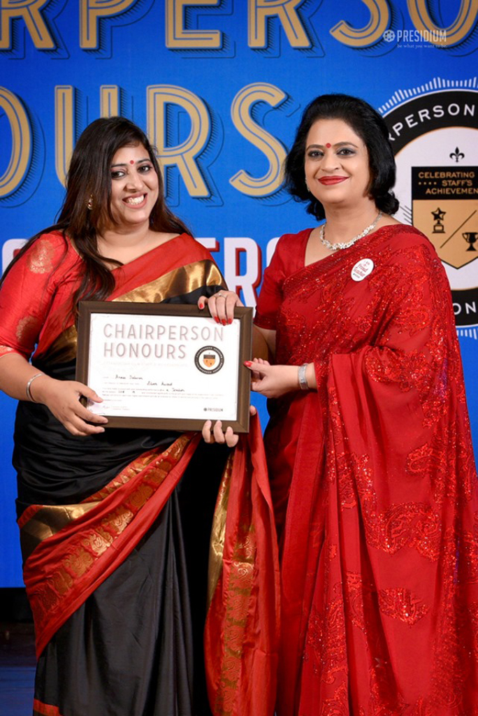 Presidium Gurgaon-57, MRS. SUDHA GUPTA MA’AM  ACKNOWLEDGES TEACHERS  AT CHAIRPERSON HONOURS