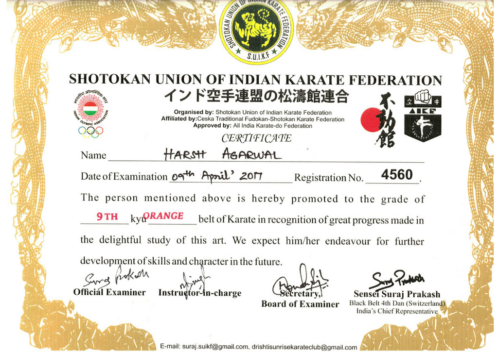 Presidium Gurgaon-57, OUR KARATE KID HARSH AGGARWAL WINS LAURELS WITH HIS SKILLS