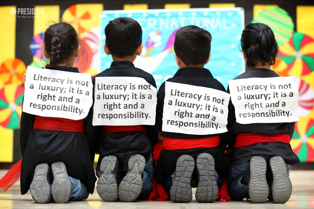 Presidium Indirapuram, WORLD LITERACY DAY: LET’S  PLEDGE TO LEND A ‘READING’ HAND!