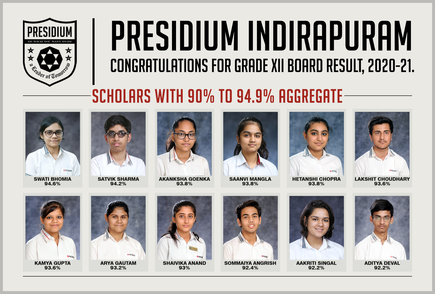 Presidium Indirapuram, CONGRATULATIONS STUDENTS FOR BRILLIANT 12TH BOARD RESULTS! 