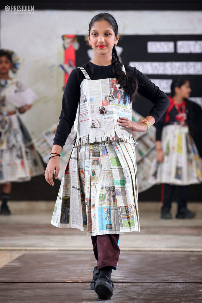 Presidium Indirapuram, YOUNG FASHION DESIGNERS CREATE BEAUTIFUL DRESSES WITH NEWSPAPER