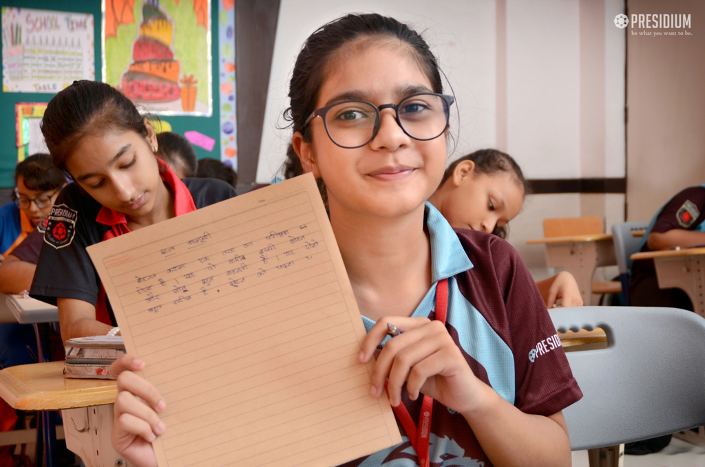 Presidium Rajnagar, STUDENTS WRITE STORIES IN A HINDI SUBJECT ACTIVITY