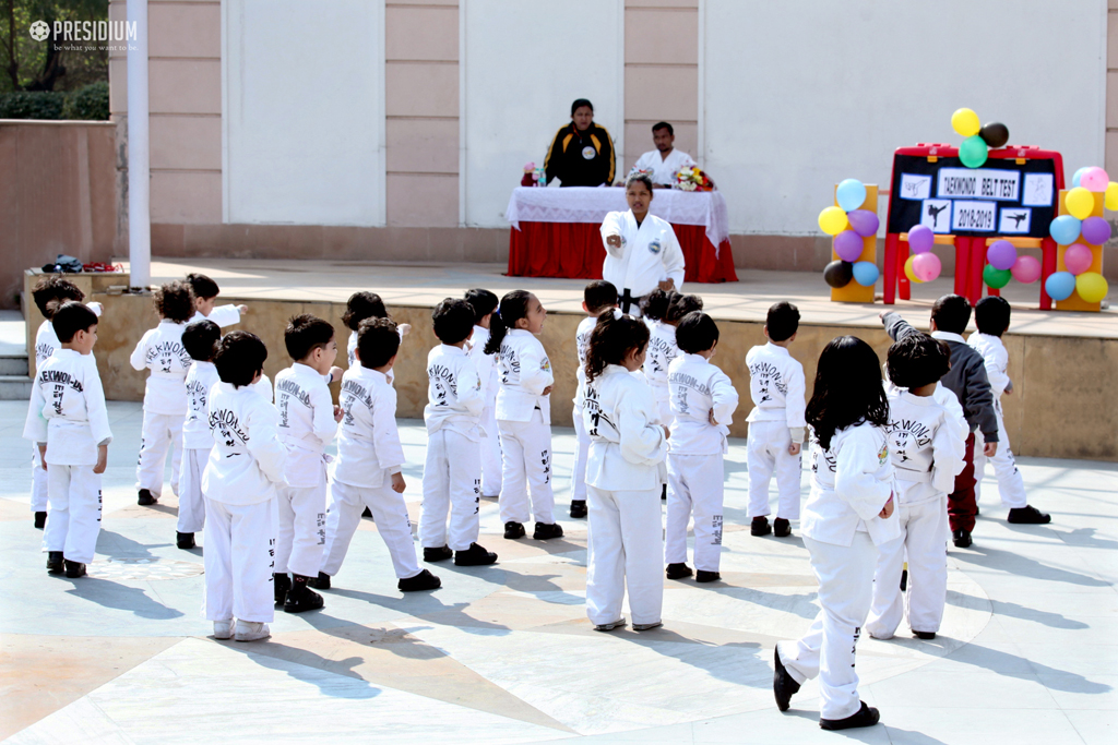 Presidium Dwarka-6, PRESIDIANS SHOWCASE THEIR TECHNIQUE AT TAEKWONDO BELT TEST EVENT!