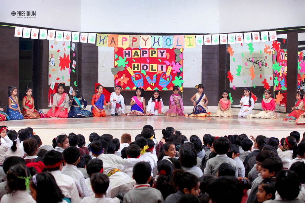 Presidium Indirapuram, SPECIAL ASSEMBLY ON HOLI AMALGAMATES ENTERTAINMENT & INFORMATION