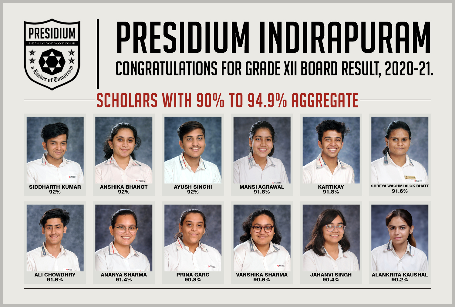 Presidium Indirapuram, CONGRATULATIONS STUDENTS FOR BRILLIANT 12TH BOARD RESULTS! 