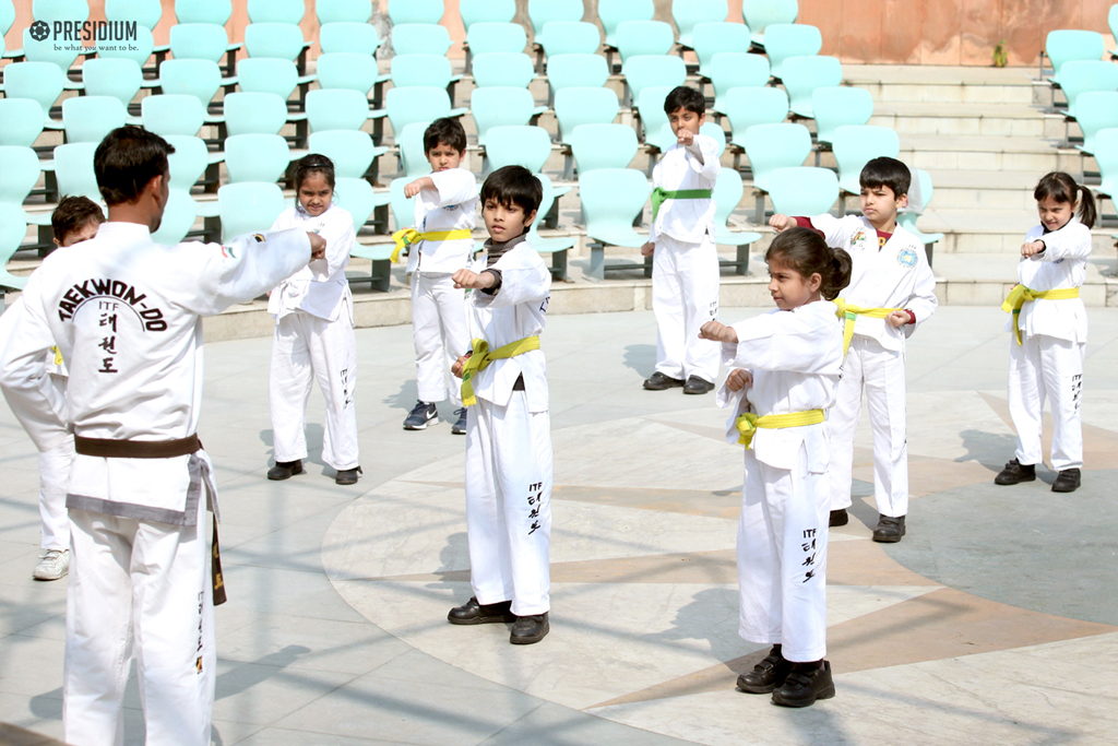 Presidium Dwarka-6, PRESIDIANS SHOWCASE THEIR TECHNIQUE AT TAEKWONDO BELT TEST EVENT!