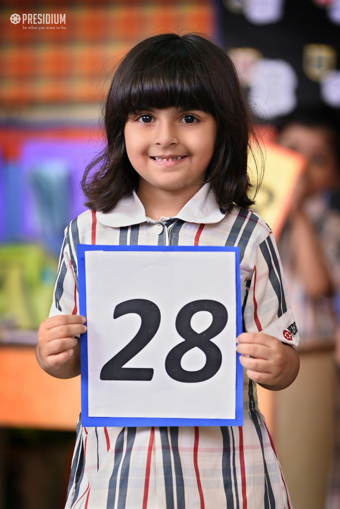 Presidium Dwarka-6, GRADE PREP STUDENTS GUESS MISSING NUMBERS ON A MATH GRID