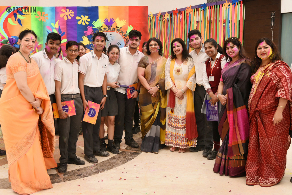 Presidium Indirapuram, JOYFUL HOLI CELEBRATION WITH HON’BLE CHAIRPERSON MRS. SUDHA GUPTA