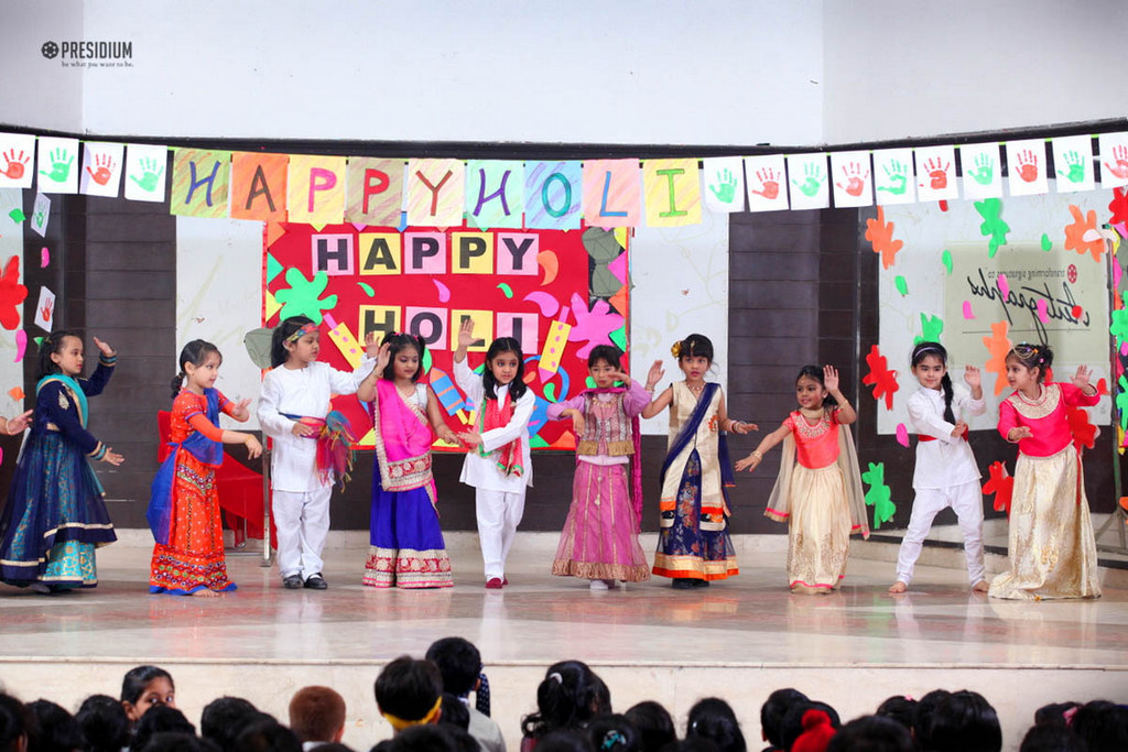 Presidium Indirapuram, SPECIAL ASSEMBLY ON HOLI AMALGAMATES ENTERTAINMENT & INFORMATION