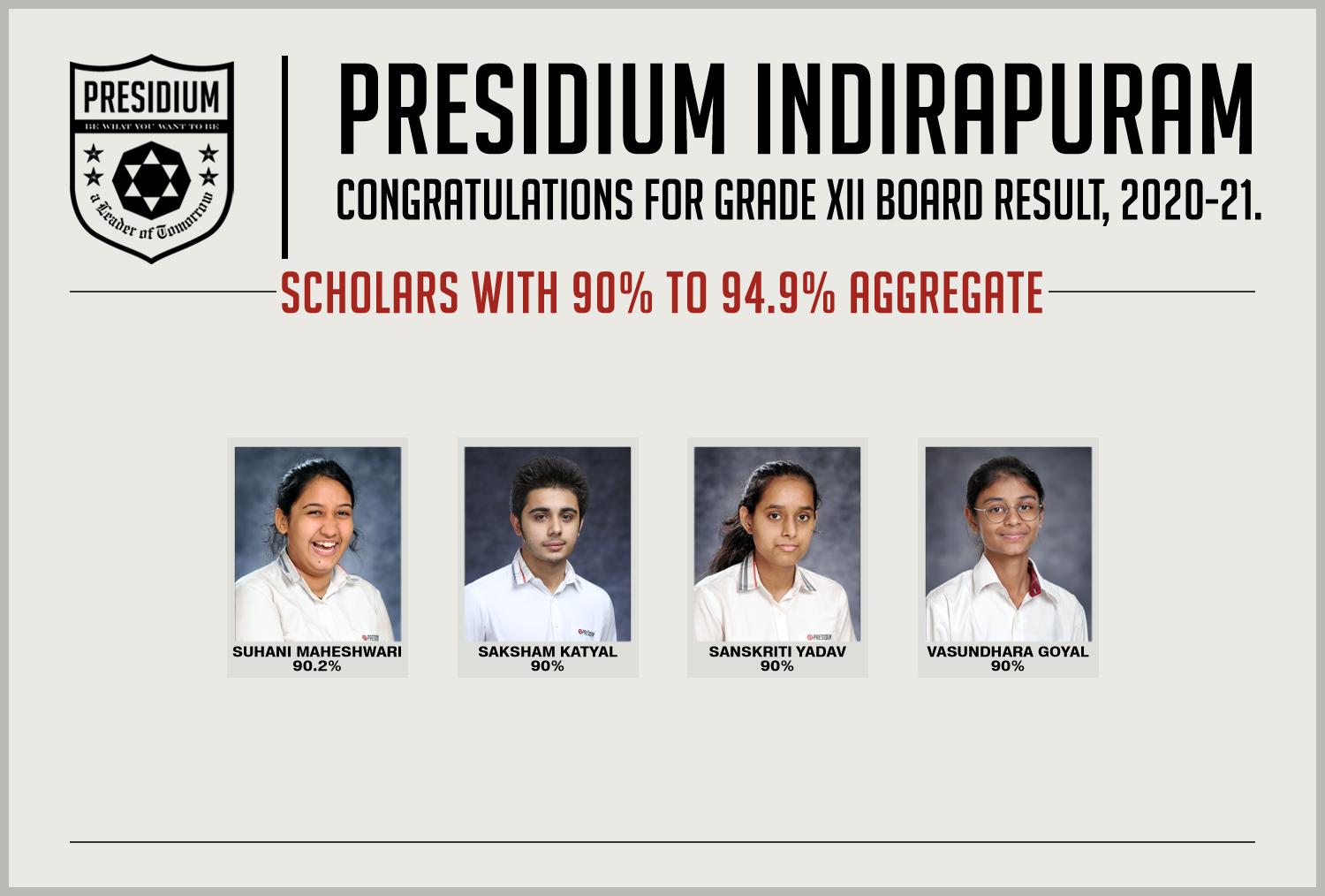 Presidium Indirapuram, CONGRATULATIONS STUDENTS FOR BRILLIANT 12TH BOARD RESULTS! 