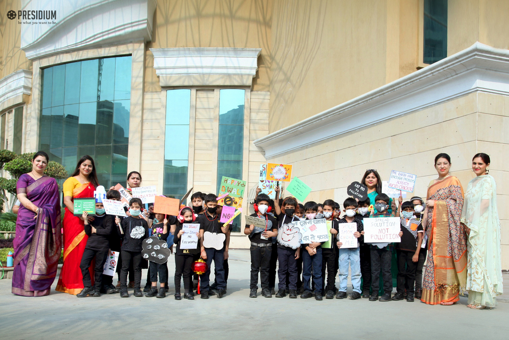 Presidium Indirapuram, PRESIDIANS SPREAD AWARENESS WITH 'SAY NO TO CRACKERS' RALLY