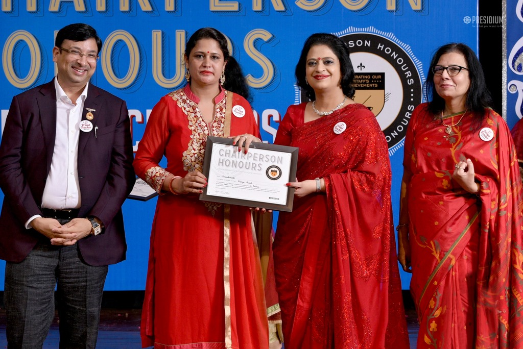 Presidium Gurgaon-57, MRS. SUDHA GUPTA MA’AM  ACKNOWLEDGES TEACHERS  AT CHAIRPERSON HONOURS