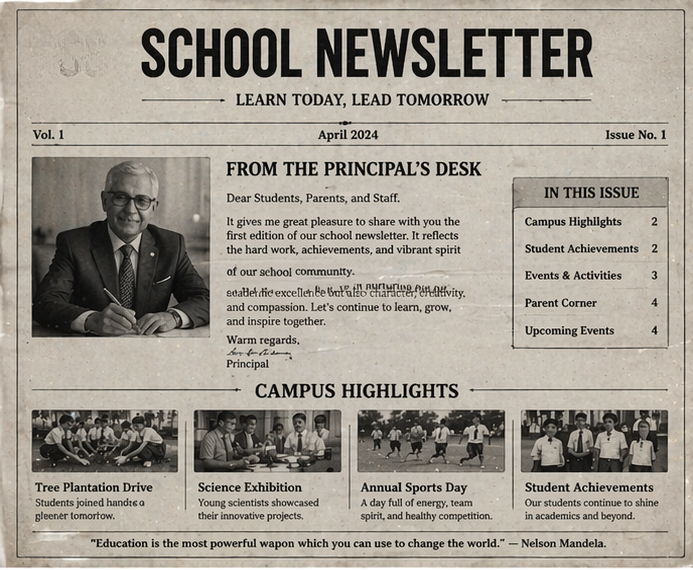 School newsletter — Learn today, lead tomorrow